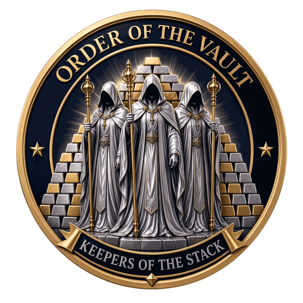 Keepers of the Stack coin, navy enamel finish — front